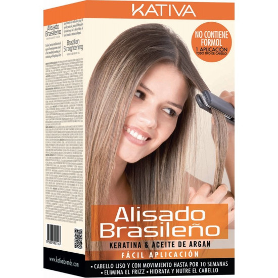 Kativa Alisado Brasileno Kit (Pre Treatment Sh. 15ml & Treatment 150ml & Shampoo 30ml & Conditioner 30ml) - (ολοκληρωμένο πακέτο βραζιλιάνικης θεραπείας κερατίνης)