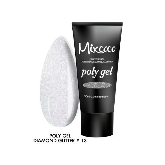 Mixcoco Poly gel 30ml Diamond Glitter #13
